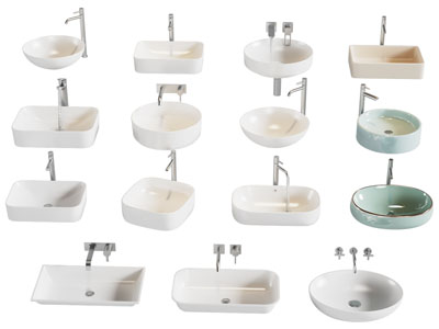 现代陶瓷洗手盆 水龙头