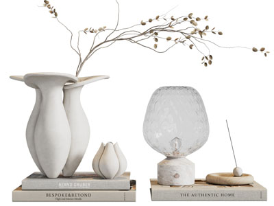 侘寂风陶艺花瓶花卉 书本摆件组合