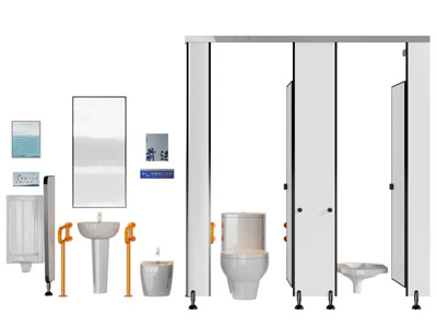 现代残障人士卫生间 马桶 洗手台