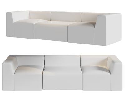 现代奶油风多人沙发