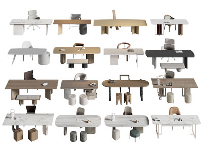 现代书桌椅组合3d模型 现代书桌椅组合