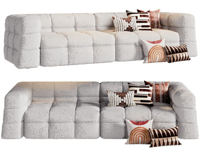 现代奶油风多人沙发