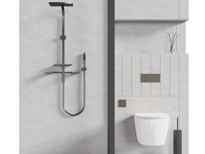 现代壁挂式马桶 淋浴花洒