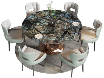 现代大理石餐桌椅组合