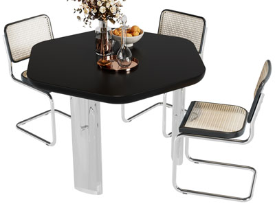 现代多边形餐桌椅组合