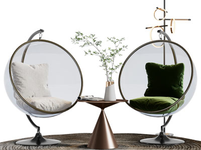 现代透明半圆形吊椅 边几
