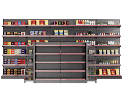 现代便利店金属可调节高度的货架 展架3d模型 现代便利店金属可调节高度的货架 展架