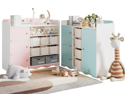 现代儿童玩具收纳装饰柜3d模型 现代儿童玩具收纳装饰柜