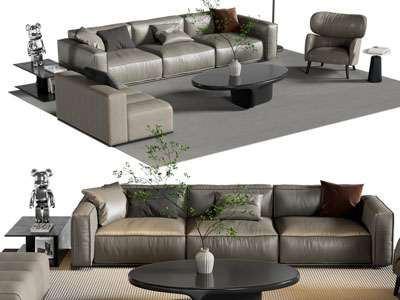 现代多人沙发 单人沙发 茶几组合
