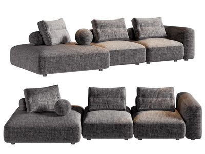 现代布艺多人沙发