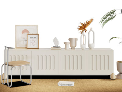 现代电视柜 摆件组合3d模型 现代电视柜 摆件组合