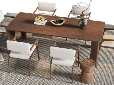 现代中古风实木餐桌椅组合