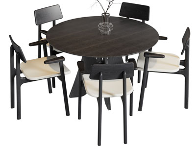 现代圆形餐桌椅组合
