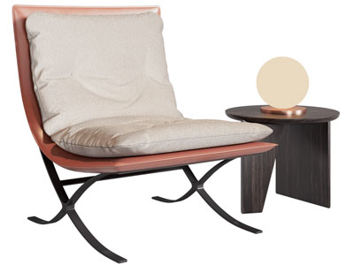 现代休闲椅子 边几