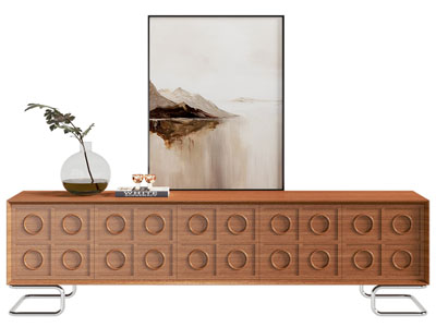 侘寂风中古电视柜 装饰画3d模型 侘寂风中古电视柜 装饰画