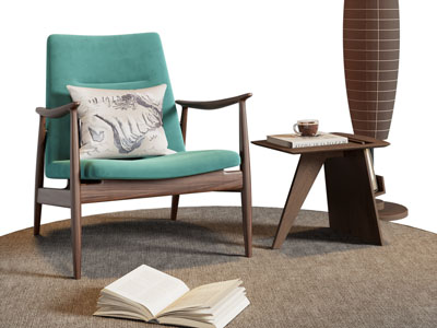 北欧休闲椅子 边几