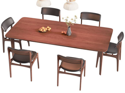 北欧实木长方形餐桌椅组合