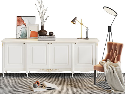 新古典玄关柜 边柜 休闲椅子3d模型 新古典玄关柜 边柜 休闲椅子