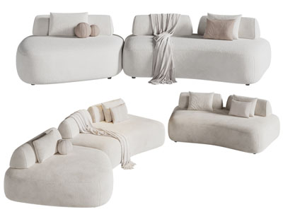 现代奶油风多人沙发