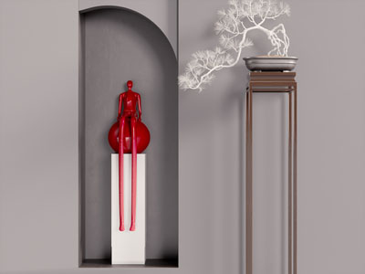 新中式盆景盆栽 雕塑雕刻摆件组合