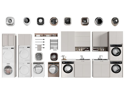 现代阳台洗衣机收纳柜3d模型 现代阳台洗衣机收纳柜