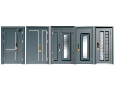 现代带密码锁的入户平开门 防盗门3d模型 现代带密码锁的入户平开门 防盗门