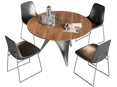 现代圆形餐桌椅组合