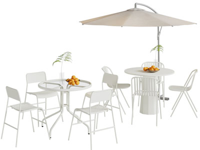 现代户外休闲餐桌椅组合 遮阳伞