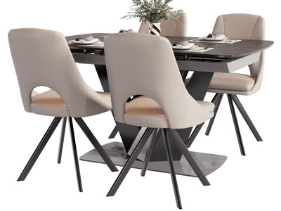 现代长方形餐桌椅组合