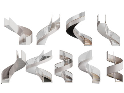 现代旋转楼梯3d模型 现代旋转楼梯