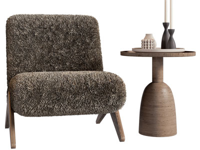 现代休闲椅子 边几