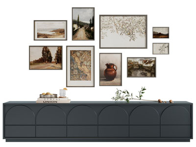 法式电视柜 装饰挂画3d模型 法式电视柜 装饰挂画