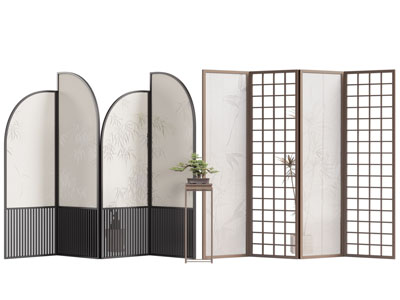 侘寂风屏风3d模型 侘寂风屏风