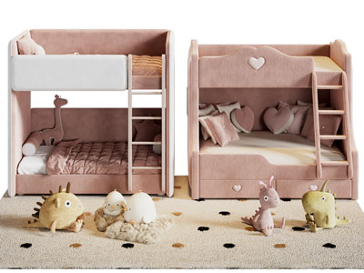 现代儿童上下床 上下铺 玩偶