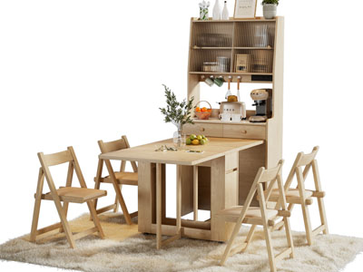 北欧实木餐桌椅组合 餐边柜