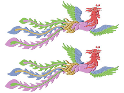 现代凤凰 剪影 剪纸 墙饰