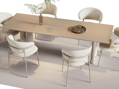 现代长方形实木餐桌椅组合