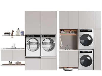 现代阳台洗衣机收纳柜3d模型 现代阳台洗衣机收纳柜