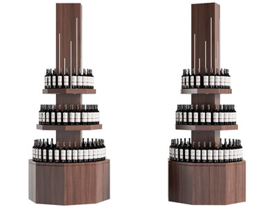 现代圆形红酒展柜 酒架3d模型 现代圆形红酒展柜 酒架