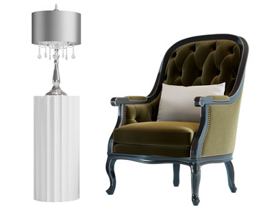 法式单人沙发 台灯