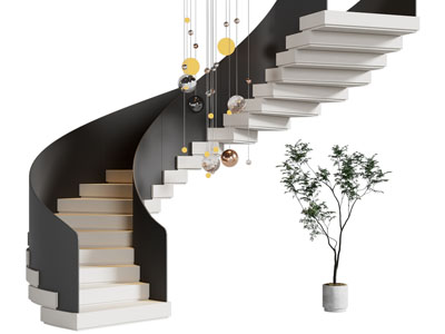 现代旋转楼梯3d模型 现代旋转楼梯
