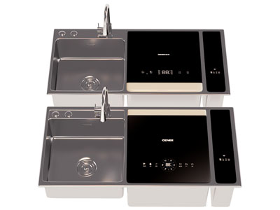 现代金属带洗菜盆的洗碗机