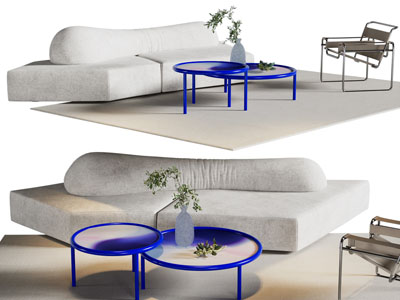 现代个性双人沙发 休闲椅子和茶几组合