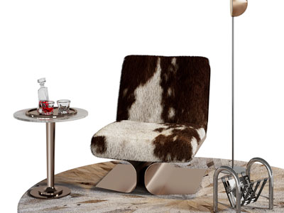 现代休闲椅子 边几 落地灯