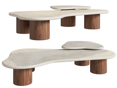 侘寂风异形茶几3d模型 侘寂风异形茶几