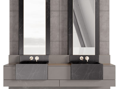 现代大理石洗手台 镜子