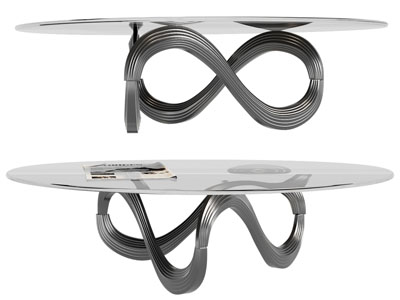 现代椭圆形玻璃茶几3d模型 现代椭圆形玻璃茶几
