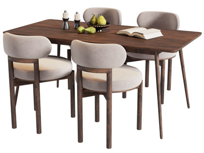 北欧实木长方形餐桌椅组合