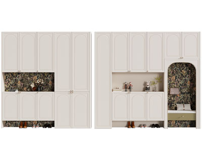 法式玄关装饰鞋柜3d模型 法式玄关装饰鞋柜