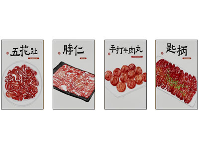 现代饭店装饰挂画 广告牌 菜谱3d模型 现代饭店装饰挂画 广告牌 菜谱